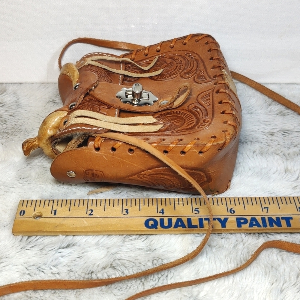 Handmade Sheepskin Leather Brown  Horse Saddle Bag. - Picture 16 of 16